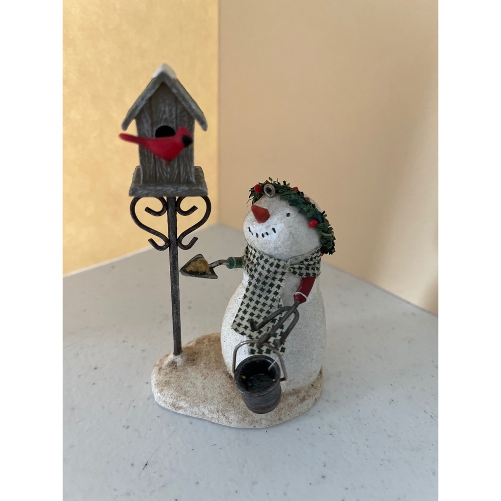 Hallmark 2007 Snowman Figurine with Birdhouse and Cardinal Winter Decor 5 Inch